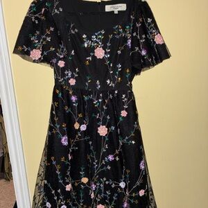 JessaKae Black Dress with Vibrant Floral Embroidery